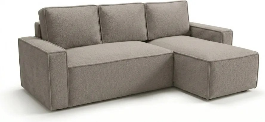 Canapea extensibila de colt SMART BOUCLE, gri-bej, reversibila, 232x143 cm