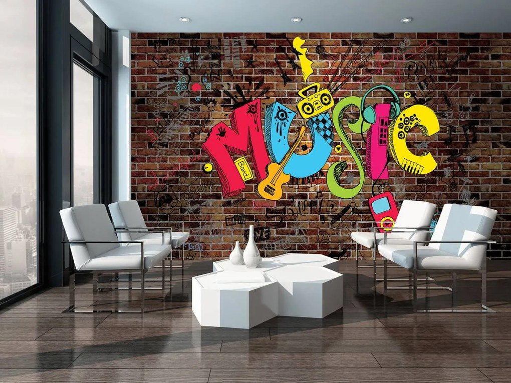 Fototapet - Graffiti - muzica (254x184 cm)
