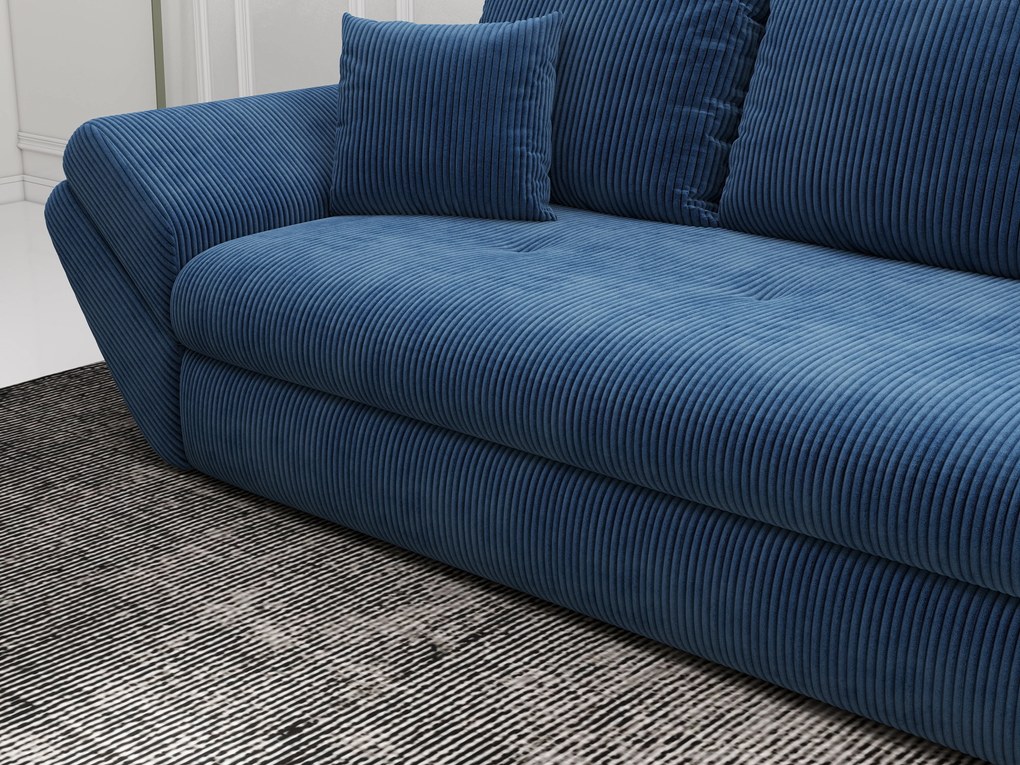 Canapea extensibilă dumonde cu ladă de depozitare si sezut confortabil din spuma high-density, Loana Zoom Blue 250x100 cm