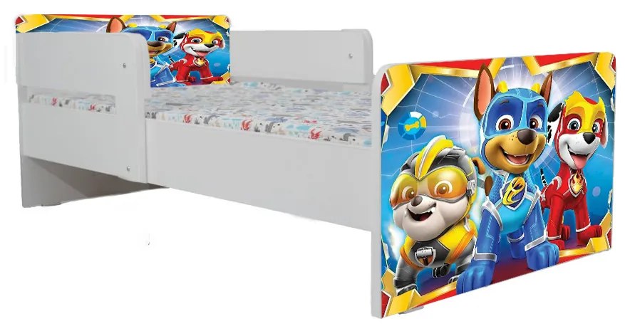Pat Copii Paw Patrol Space 2-12 ani Cu Paravane Dubla Protectie si Cu Saltea SafeNest 160x80 Cm  Ptv6713