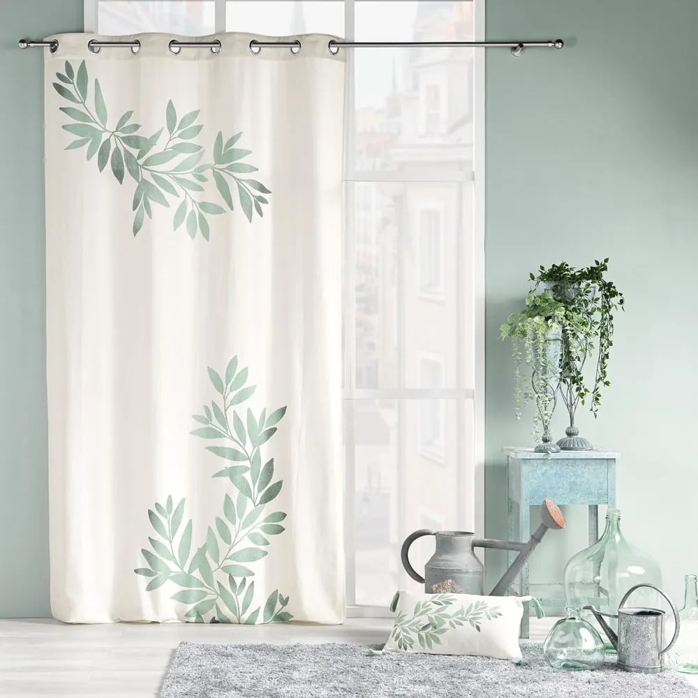 Draperie albă/verde 140x260 cm Nymphea – douceur d'intérieur