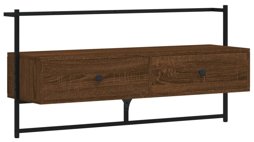 833462 vidaXL Dulap TV montat pe perete, stejar maro, 100,5x30x51 cm, lemn