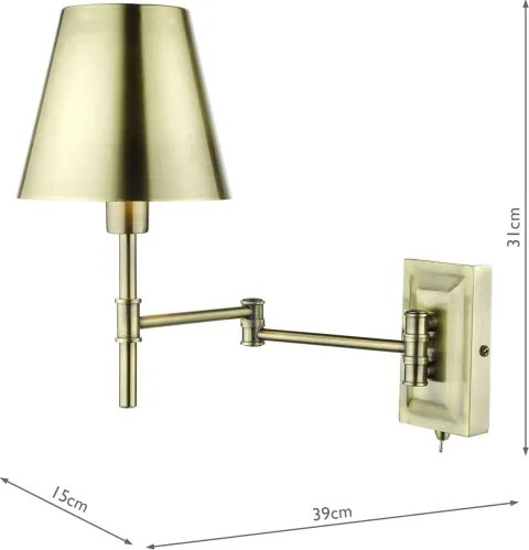Där Lighting KEN0775 - Lampă de perete flexibilă KENSINGTON 1xE14/25W/230V alamă