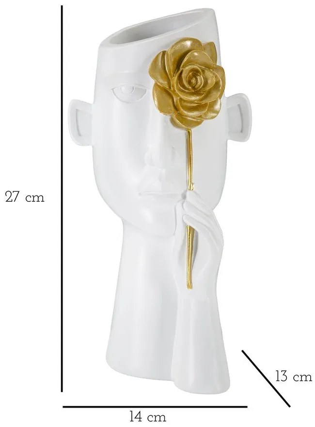 Vază albă din polirășină 27 cm Fiore – Mauro Ferretti