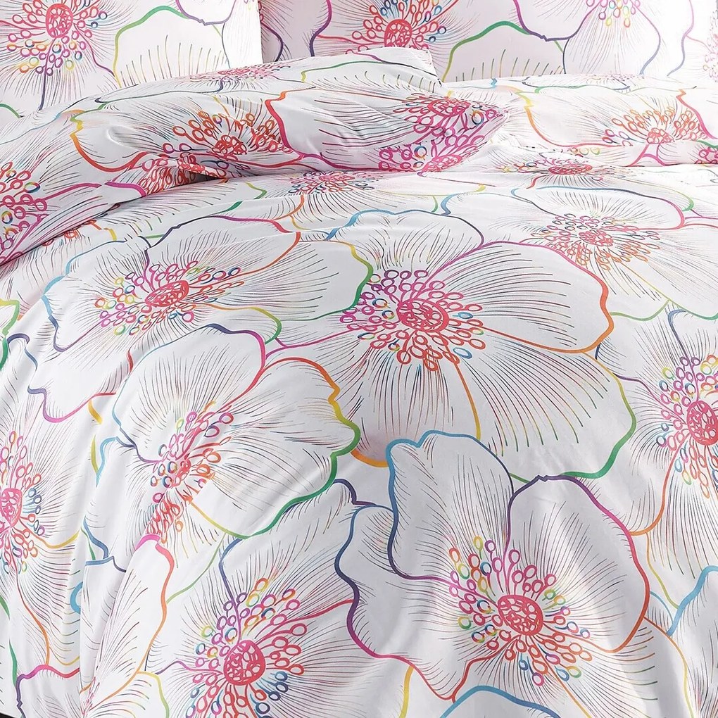 BedTex Lenjerie de pat din satin Bloom, 160 x 200 cm, 2 x 70 x 80 cm, 160 x 200 cm, 2 buc. 70 x 80 cm