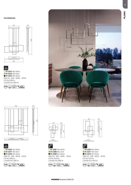 Redo PLANA 01-2316 – lustru suspendat LED dimabil pe cablu, 80W, 230V, alb