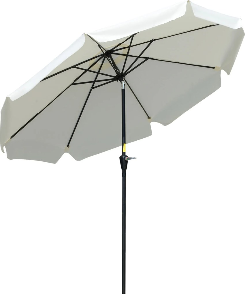 Outsunny Umbrelă de Grădină Înclinabilă cu Deschidere cu Manivelă și Orificiu de Aerisire, Ø266x248.5 cm, Crem | Aosom Romania