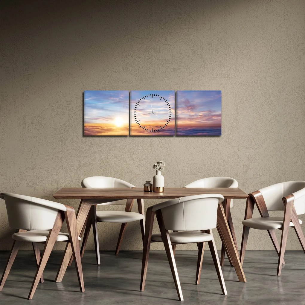 Tablou - Apus de soare deasupra norilor (cu ceas) (90x30 cm)