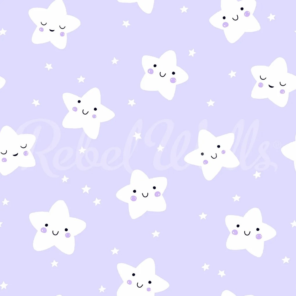 Fototapet, Cute Stars, Lilac, Rebel Walls