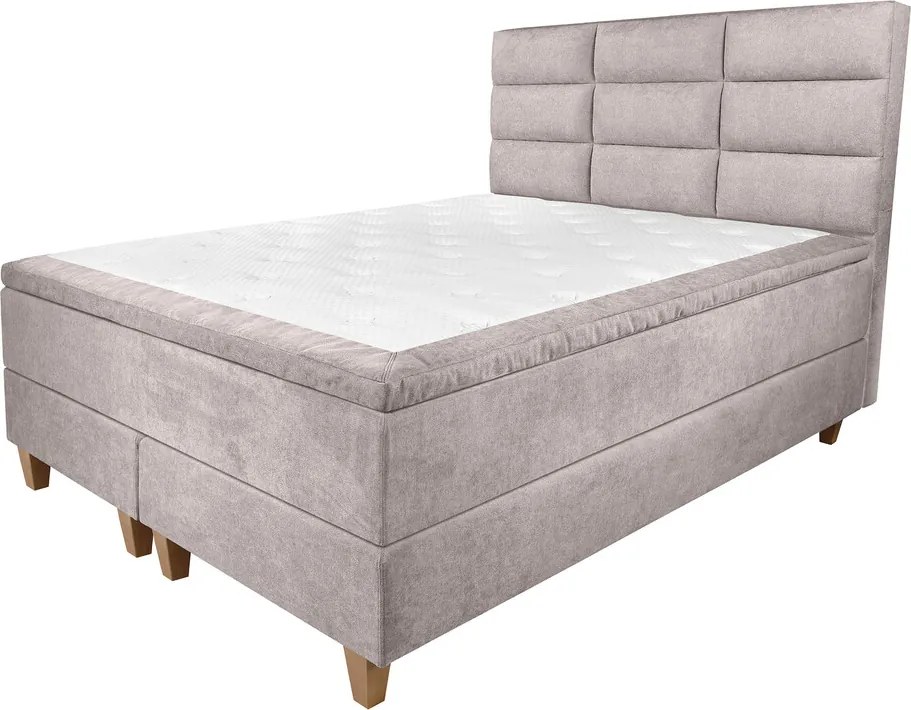 Pat matrimonial, Stockholm, Harmony E, 140x200 cm, saltea tip Pocket, topper memory, Taupe