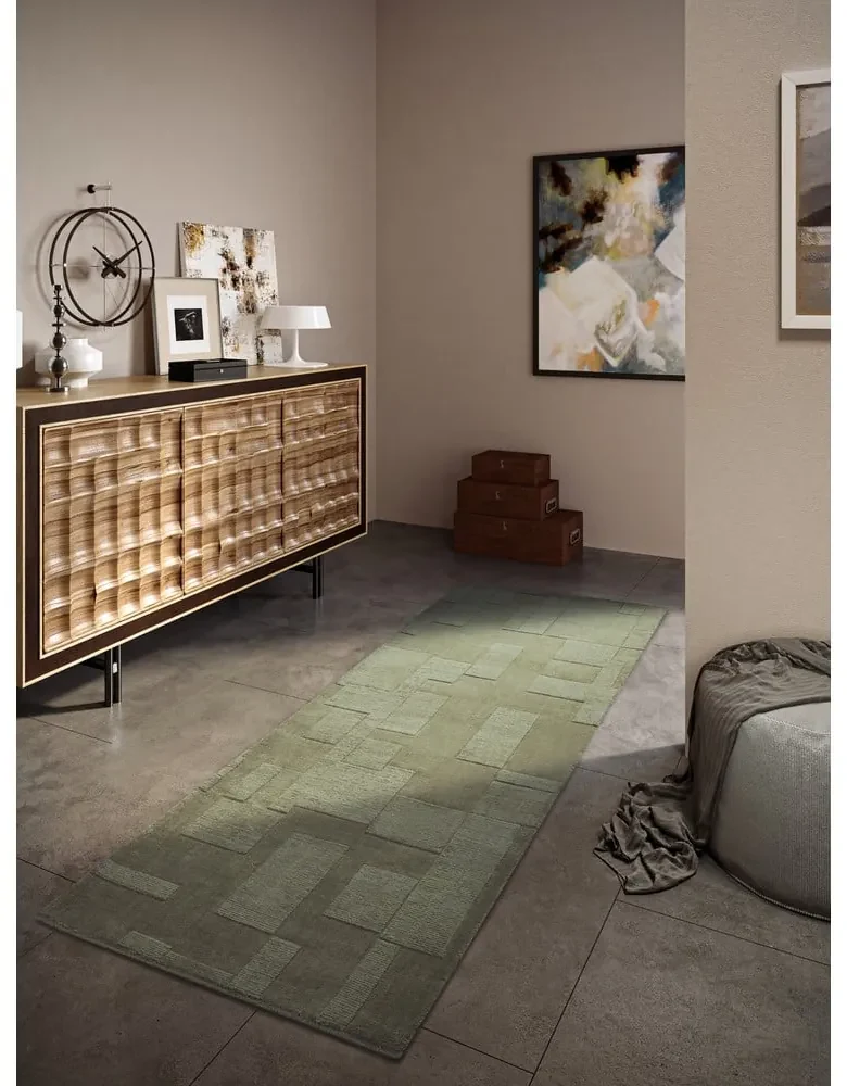 Covor tip traversă verde țesut manual din lână 80x250 cm Wilhelmine – Villeroy&Boch