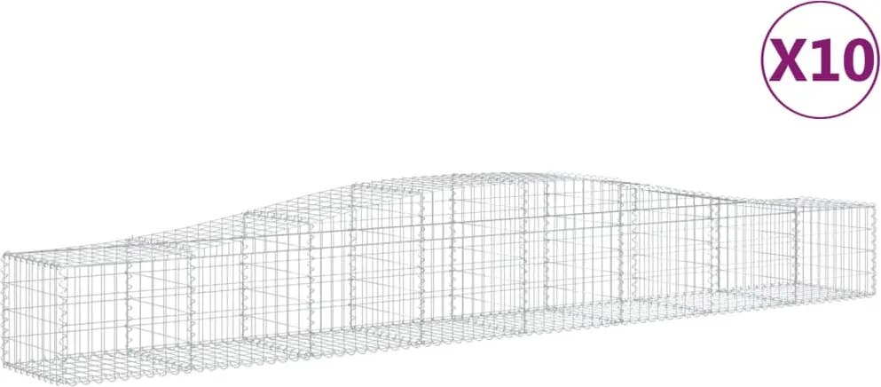 vidaXL Coșuri gabion arcuite 10 buc, 400x50x40/60 cm, fier galvanizat