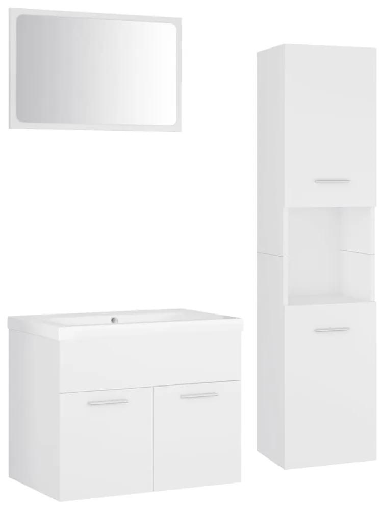 3071135 vidaXL Set mobilier de baie, alb, lemn prelucrat
