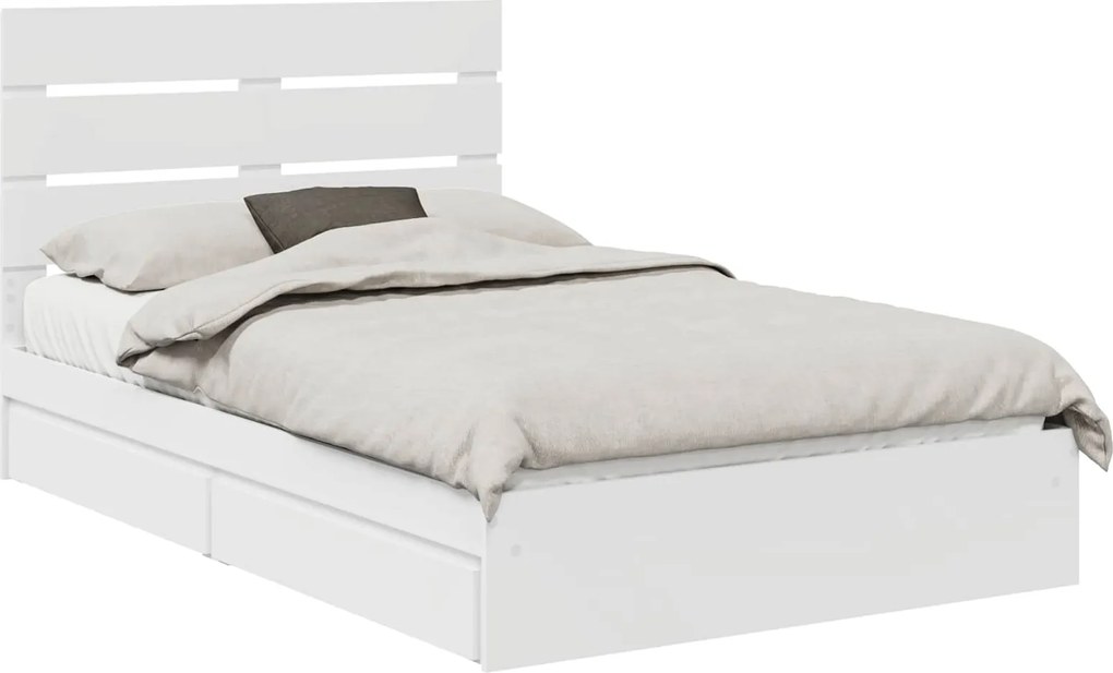vidaXL Pat cu storage cu headboard Alb 120 x 190 cm Lemn compozit