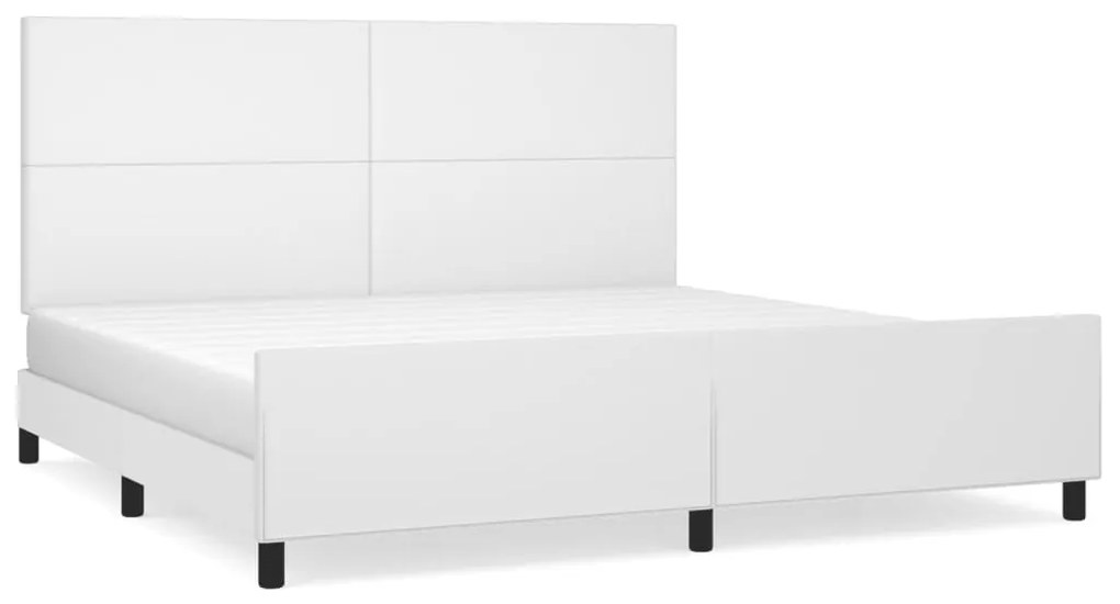 3125470 vidaXL Cadru de pat cu tăblie, alb, 200x200 cm, piele ecologică