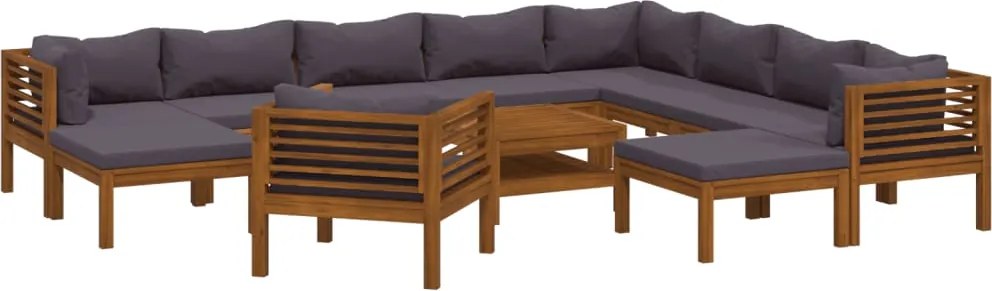 vidaXL Set mobilier grădină cu perne, 12 piese, lemn masiv de acacia