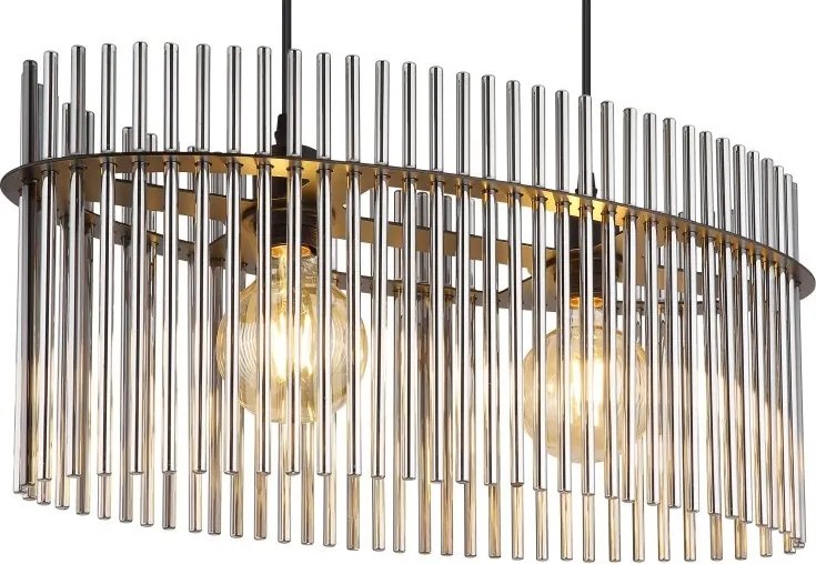 Lustra suspendata, Metal Negru, Sticla Fumurie, GORLEY 15698H3 GL