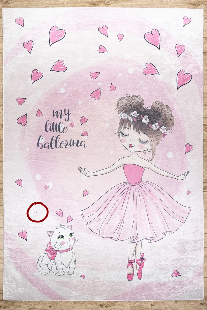 BAMBINO 2161covor lavabil Balerina, pisicuta pentru copii anti-alunecare - roz - SECUNDAR-COTATI PRODUSUL