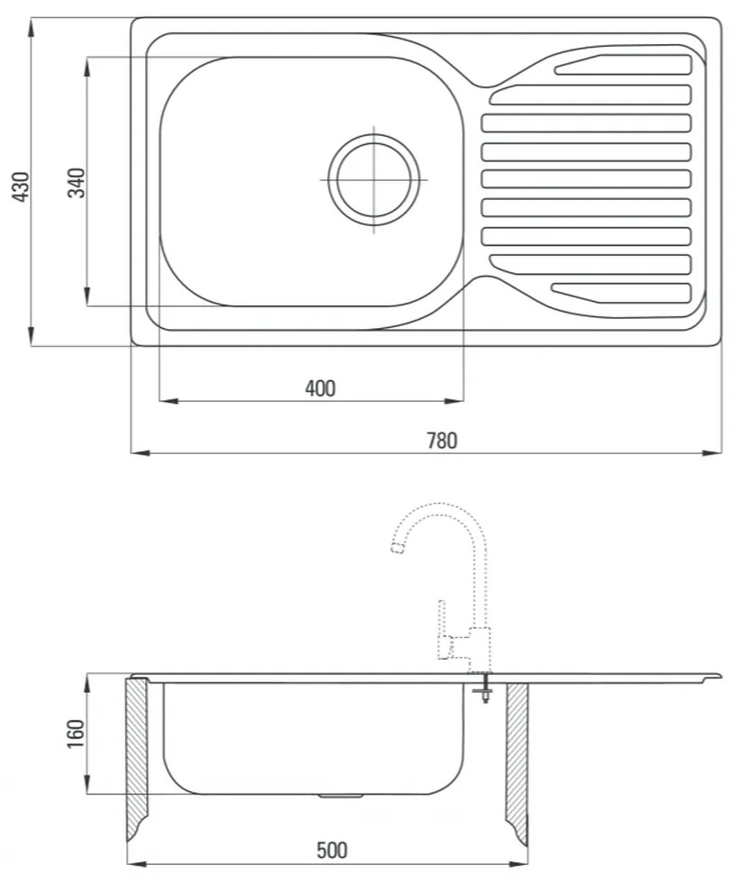 Set chiuveta bucatarie inox cu baterie bucatarie Deante, Doppio