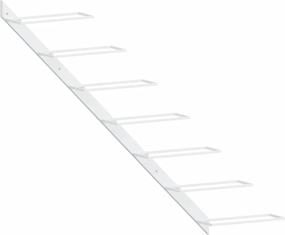 vidaXL Suport sticle de vin, de perete, 7 sticle, alb, metal