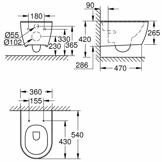 Vas wc suspendat rimless Grohe Essence suprafata PureGuard alb