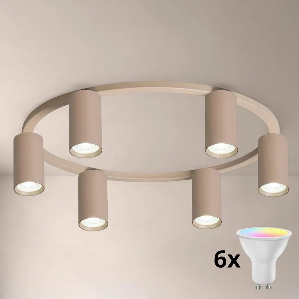 Brilagi - LED RGBW plafonieră dimmabilă SELE 6xGU10/6,5W/230V bej