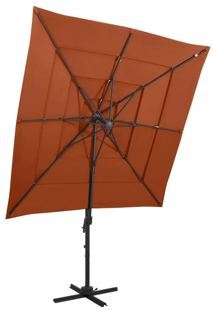 vidaXL Umbrelă soare 4 niveluri, stâlp aluminiu, cărămiziu, 250x250 cm