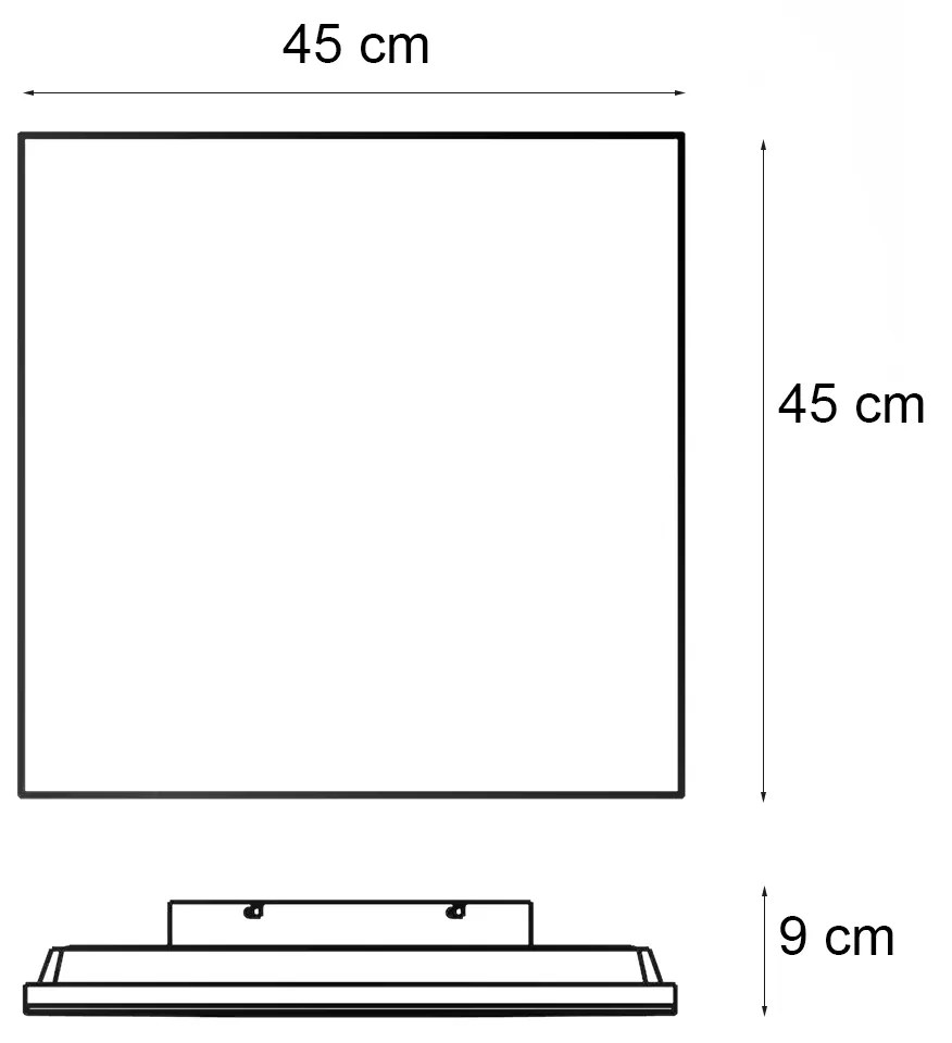 Panou LED modern negru 44.5x44.5 cm cu LED dimmer - Akkie