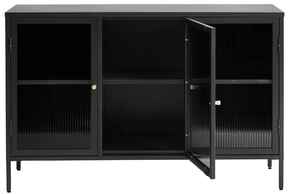 Vitrină neagră din metal 132x85 cm Bronco – Unique Furniture