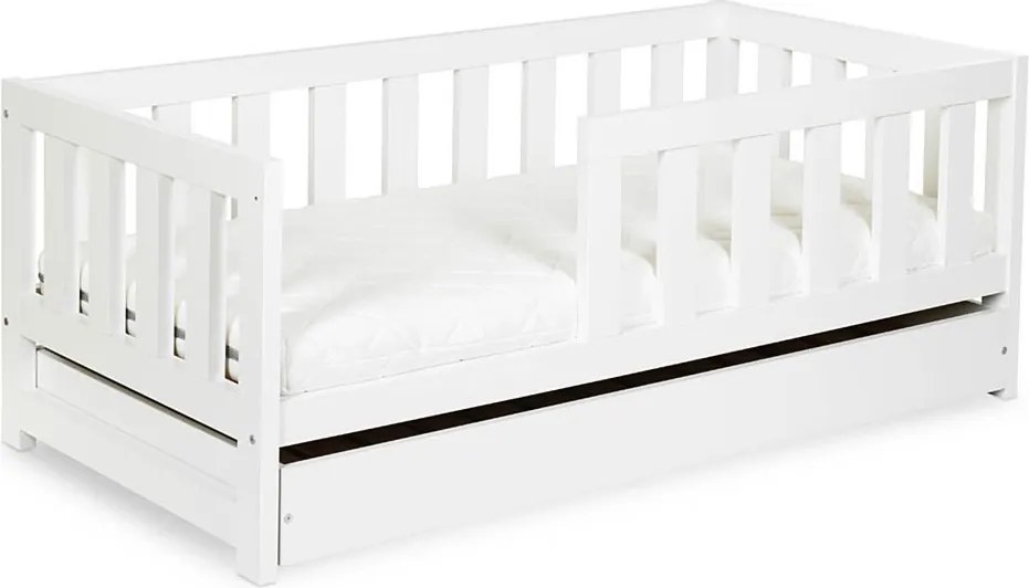 Pat lemn masiv alb pentru tineri Amelie 160×80cm /Stejar - Stejar deschis, Cu functie de dormit