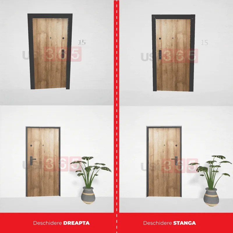 Usa antifonica din lemn - Izolare fonica 37dB ST, 912x2072, Gri Antracit