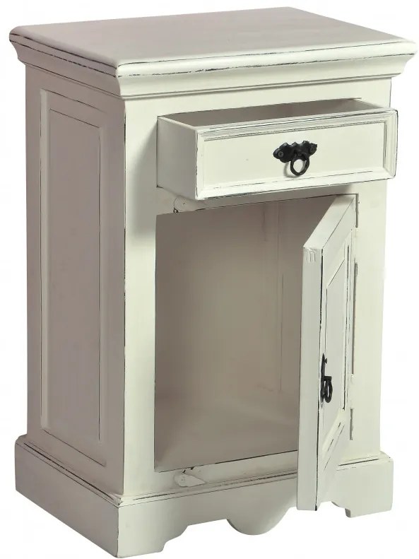 Comoda cu sertar din lemn de mango Toledi, alb antic, 72 cm
