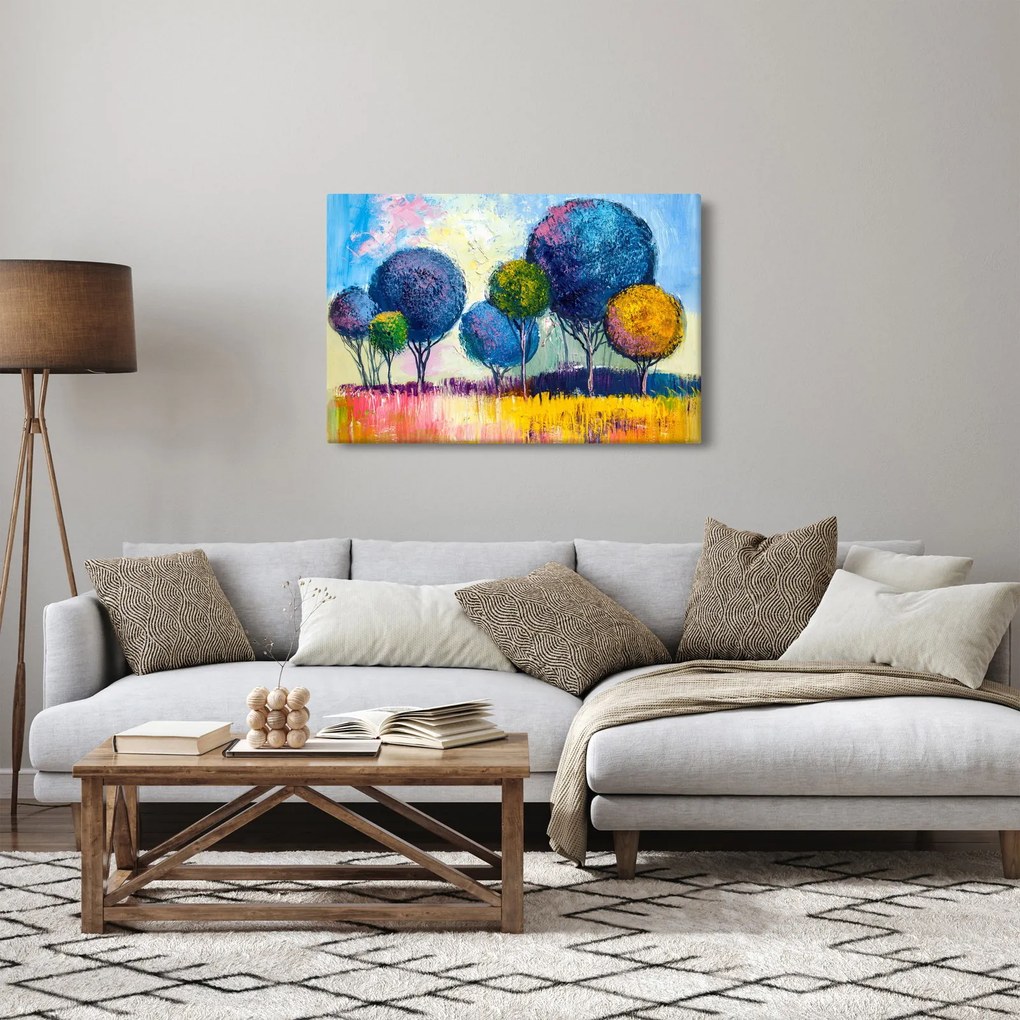 Tablou - Copaci, pictură în ulei (90x60 cm)