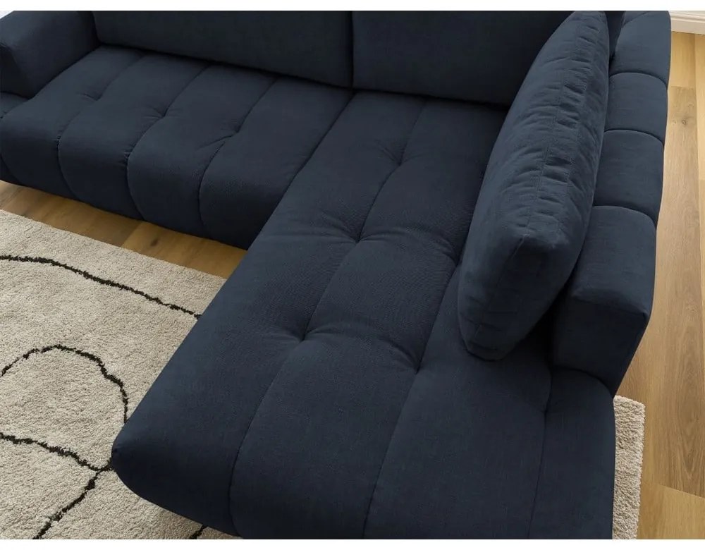 Colțar albastru închis extensibil/cu spațiu de depozitare (cu colț pe partea dreaptă/în formă de ”L”) Fuji – Bobochic Paris