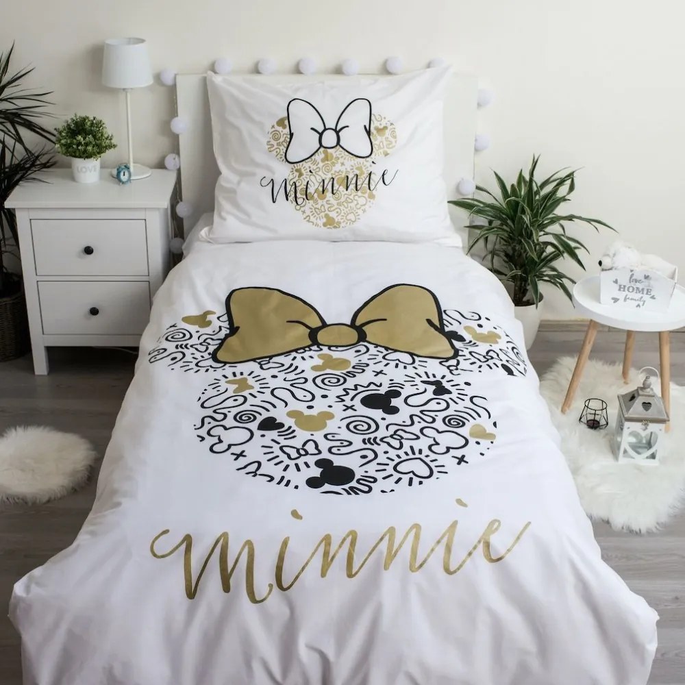 Disney Minnie Set de lenjerie Gold 140×200cm, 70×90 cm