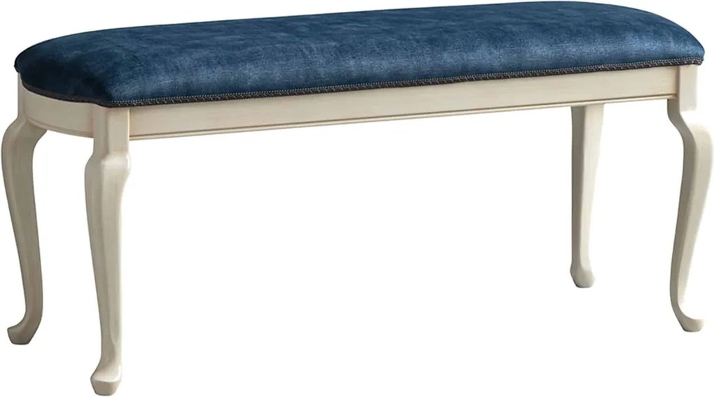 Băncuță lemn masiv crem Ambra, 120 × 52 × 80 cm