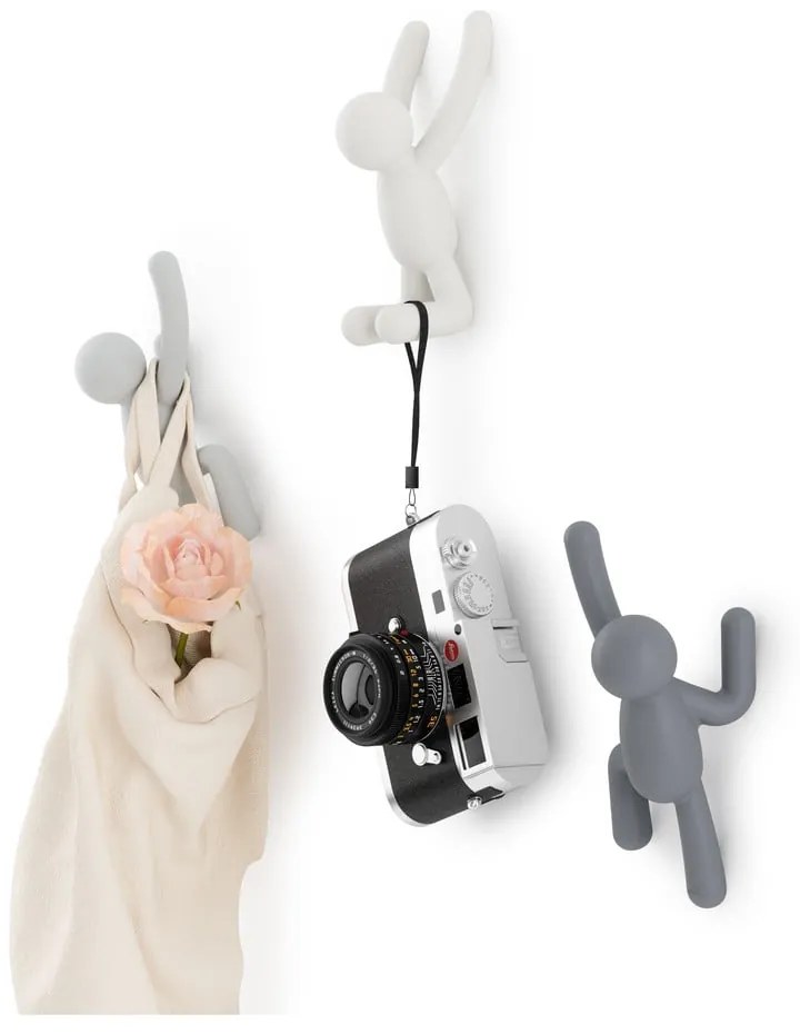Cârlige 3 buc. de montat pe perete din plastic Buddy – Umbra
