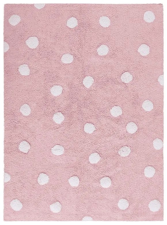 Covor pentru copii roz lavabil/țesut manual din bumbac 120x160 cm Polka Dots Pink – Lorena Canals