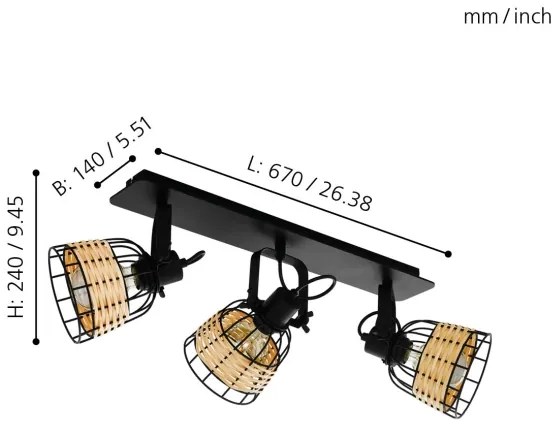Eglo 43326 - Lampă spot ANWICK 1 3xE27/40W/230V