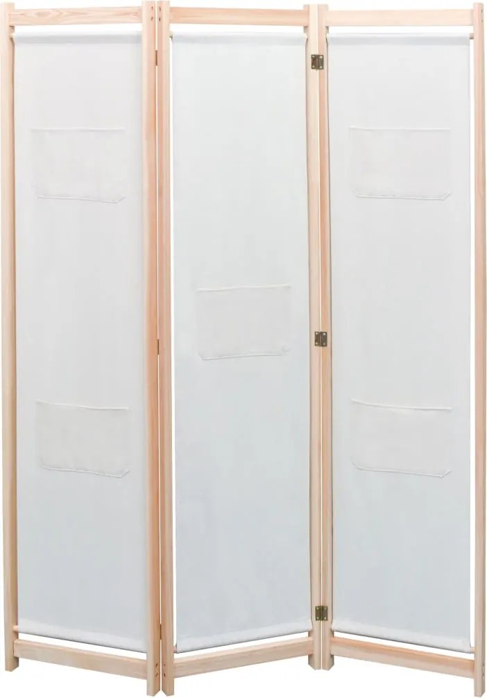 vidaXL Paravan de cameră cu 3 panouri, crem, 120x170x4 cm, textil