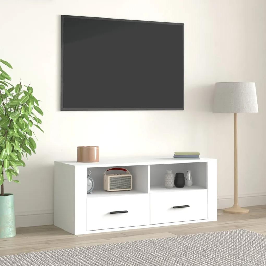 816808 vidaXL Comodă TV, alb, 100x35x40 cm, lemn prelucrat