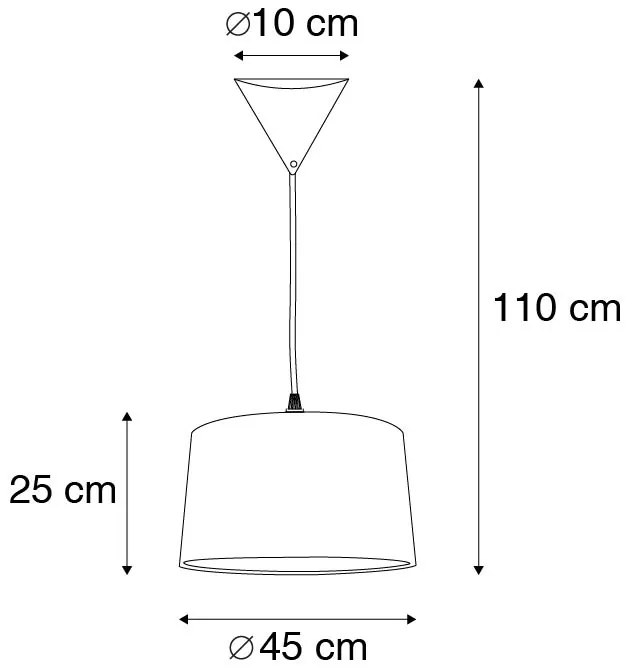 Lampă modernă suspendată neagră cu abajur alb 45 cm - Pendant