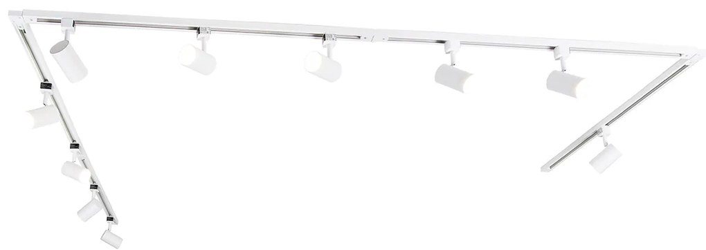 Sistem de șine inteligent monofazat cu 10 spoturi albe inclusiv WiFi GU10 - Jeana