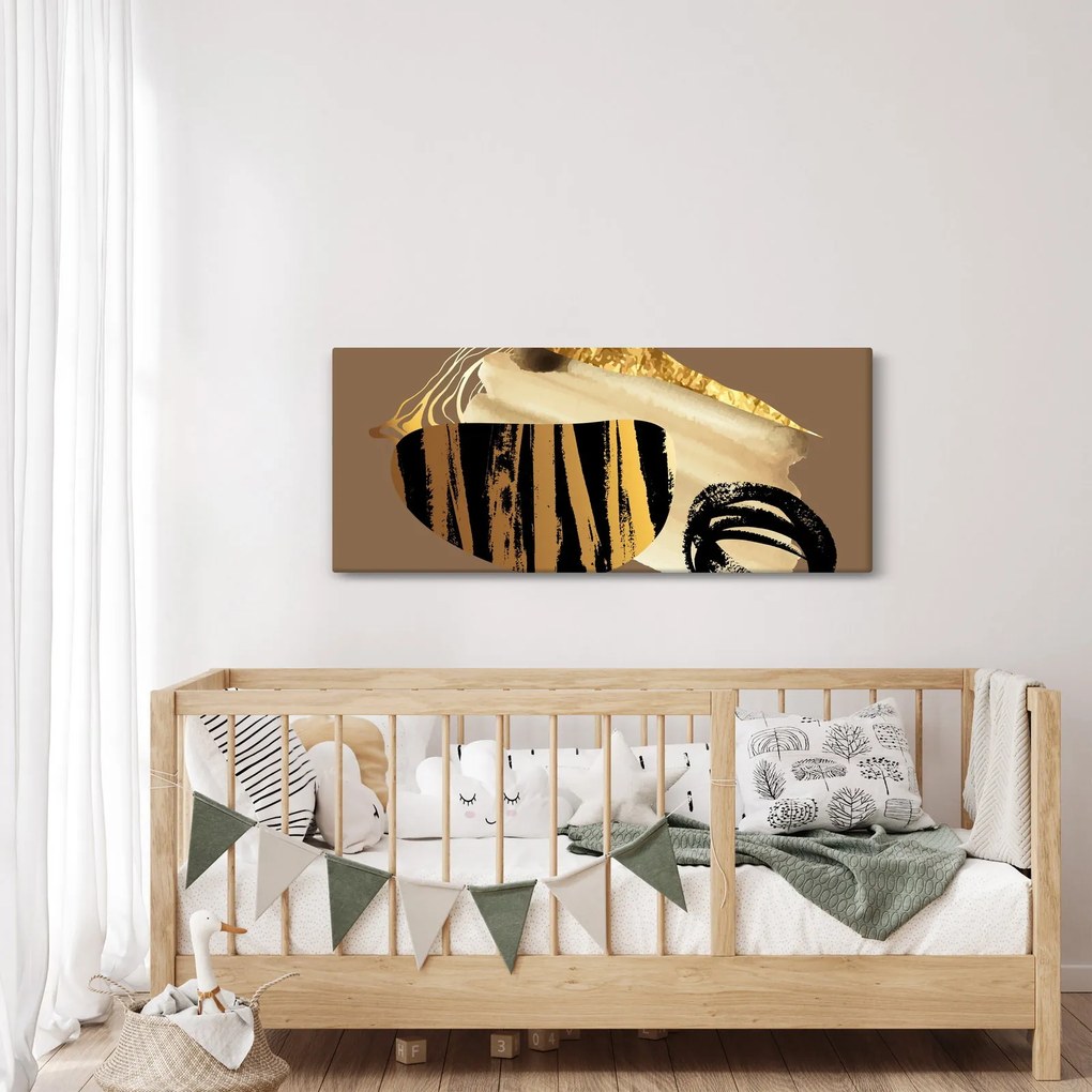 Tablou - Abstracție maro auriu N⁰2 (120x50 cm)