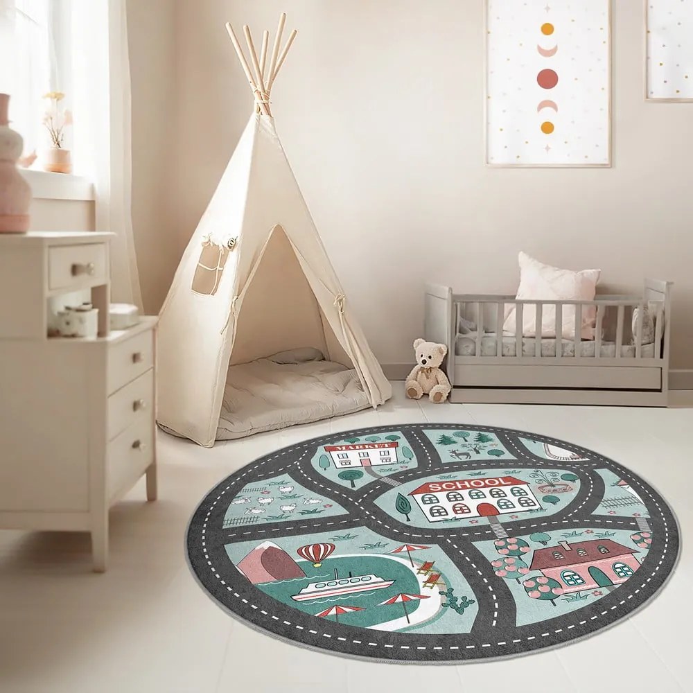 Covor de joacă pentru copii lavabil ø150 cm Happy Neighbourhood – Mila Home