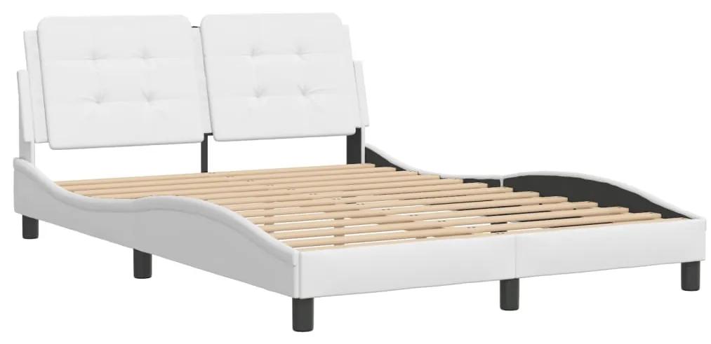 3208185 vidaXL Cadru de pat cu tăblie, alb, 140x200 cm, piele ecologică