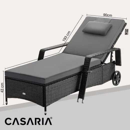 Deuba Recliner de lux cu roți negre - perne antracit