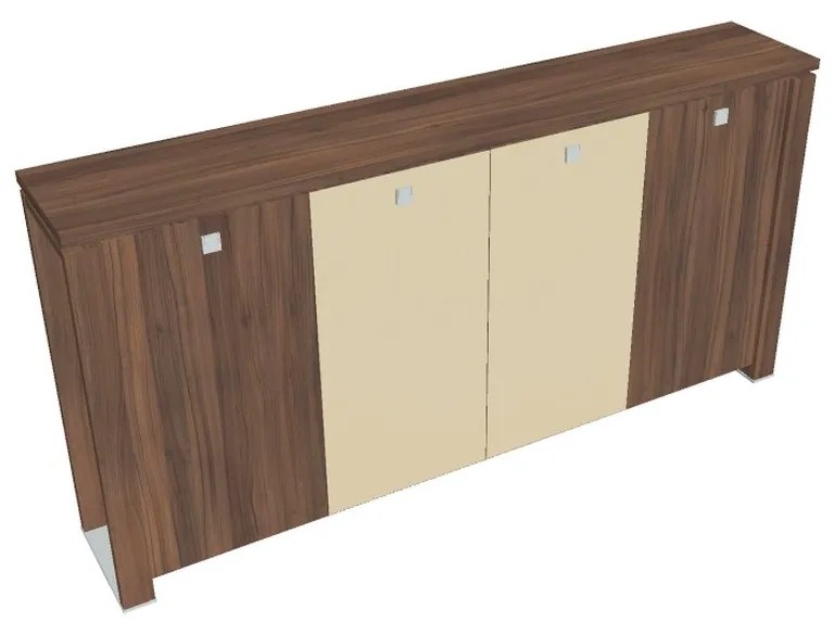 Dulap mediu pentru haine Verno+ 260 x 46 x 130 cm, uși combinate, nuc / vanilie