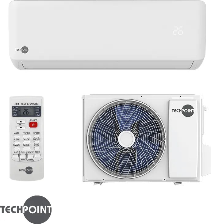 Aparat de aer conditionat cu invertor TechPoint TCP H12 MAXCOOL, 12000 BTU, 22 m², A++, R-32, Alb
