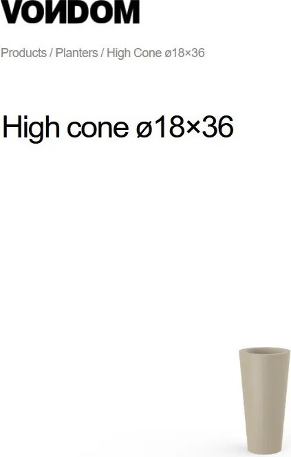 Ghiveci plante design decorativ modern interior / exterior HIGH CONE mini 18x36cm